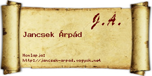 Jancsek Árpád névjegykártya