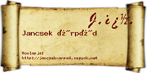Jancsek Árpád névjegykártya